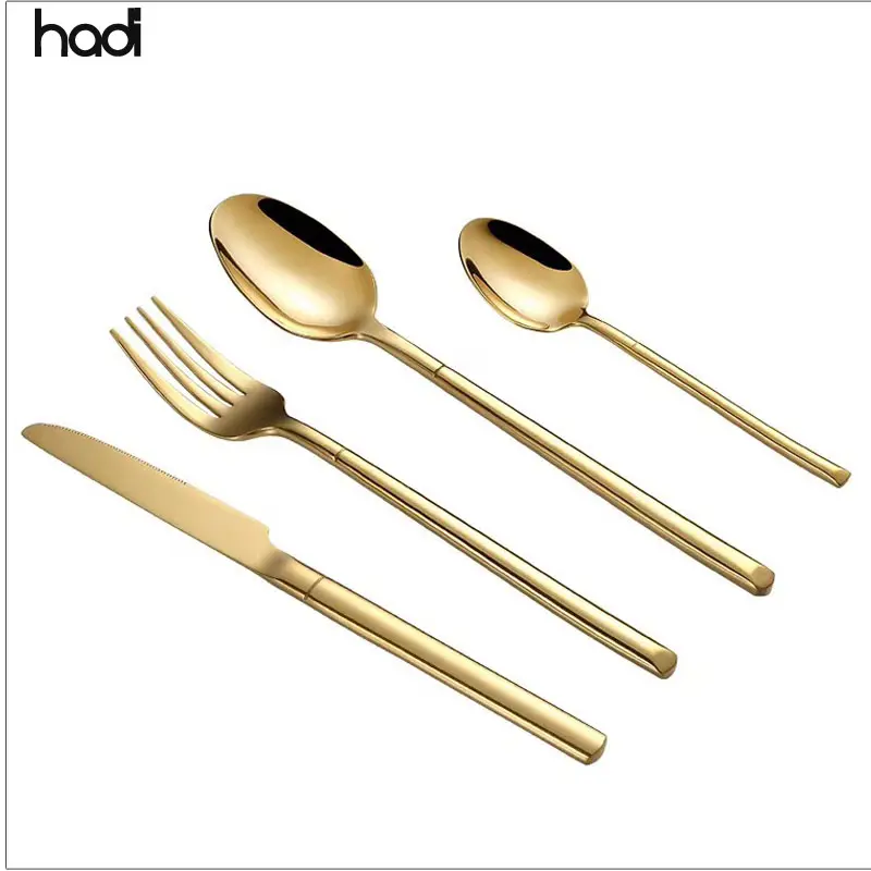 HADI Commercial Restaurant Flatware Set Luxury Stainless Steel Gold Cutlery for Hotels and Catering Dubai Tableware on Sale