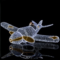 Décoration de Noël géante en forme d'avion à hélices LED pour affichage commercial, sculpture d'avion extérieure avec lumières
