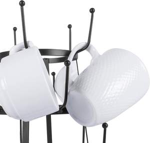 حامل أكواب قهوة حديدي أسود عتيق بتصميم ريفي، رف تجفيف وعرض ومنظم - Product Image 5