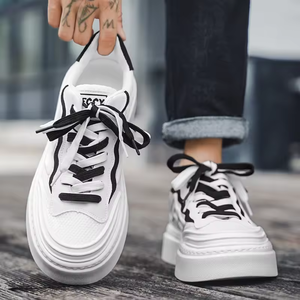 2025New Style Lace-up Breathable Sports Casual <b>Shoes</b> <b>Men's</b> Leather Running <b>Shoes</b> Fashion Versatile Canvas White Sneakers <b>for</b> <b>Men</b> - Product Image 5