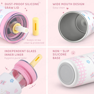 Nouvelle conception, gobelet isotherme personnalisé de 500 ml, durable, léger, anti-fuite, <span class=keywords><strong>avec</strong></span> <span class=keywords><strong>paille</strong></span>, doublure en <span class=keywords><strong>verre</strong></span> - Product Image 5