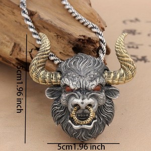 قلادة الثور العتيقة الاستبداد قلادة للرجال قلادة على الموضة بارد مجوهرات القلائد - Product Image 3
