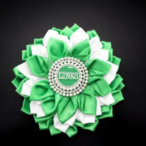 Links Verdes Incorporated Sorority Broche Flor Melhor Preço 4.5X4.5 polegadas Handmade Flor para Mulheres Broche Pin
