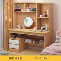 Coiffeuse moderne en bois massif, style épuré, avec miroir sur pied, meuble de rangement et éclairage, pour chambre d'appartement compact