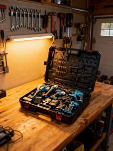 مجموعة أدوات صناعية لاسلكية 5 في 1 بقوة 21 فولت تشمل مفك ومثقاب وجلاخة زاوية من الفولاذ المقاوم للصدأ بعزم دوران أقصى 200 نيوتن متر مع ضمان لمدة سنة - Product Image 3