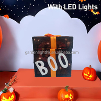 Boîte cadeau lumineuse pop-up citrouille BOO de 12 pouces avec 20 LED blanc chaud pour fêtes d'Halloween intérieures/extérieures - Commande minimum 100 pièces
