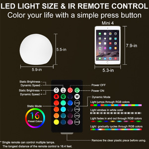 COOLQING Luz Nocturna LED Multicolor para Jardín, <span class=keywords><strong>Piscina</strong></span>, Bodas, Recargable, Resistente al Agua, con Control Remoto y Función de Atenuación - Product Image 2