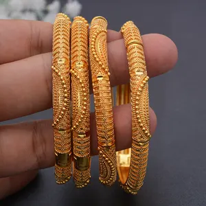 Bracelets africains pour femmes Bracelets couleur or 24 carats Bijoux indiens Dubai Wedding Bangle Wholesale Mom Gift For Female
