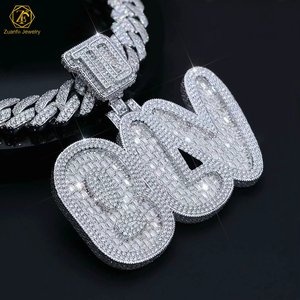 925 Sterling Silber Custom Diamond Anhänger VVS1 Moissan ite Iced Out Anhänger für kubanische Glieder kette Hip Hop Anhänger - Product Image 3