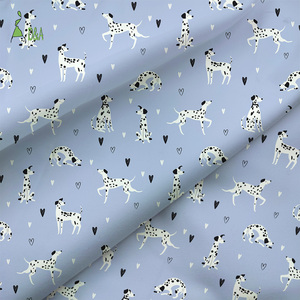 Custom Digitaal Bedrukt 100% Katoenen Stof Blauw Roze Cartoon Honden Voor Kinderkleding-Middelgewicht Meisjes Shirts Jurken Covers - Product Image 3