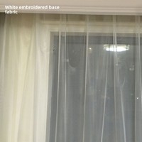Cortina de Tul de Estilo Moderno con Bordado Floral, Tela Base Engrosada, Semiopaca, Translúcida, para Sala de Estar, Color Blanco