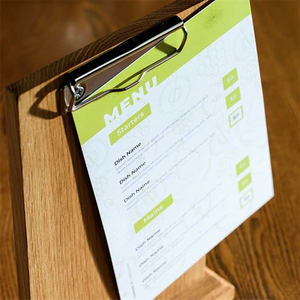 Tùy chỉnh A4/A5 nhà hàng đơn chủ đứng thân thiện với môi tre gỗ bảng đầu Đăng đánh bóng kỹ thuật Menu hiển thị đứng - Product Image 4