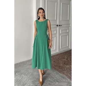 เดรสทรงเอไลน์สีเขียว ความยาวปานกลาง สายเดี่ยว ผ้าทอ เอวธรรมชาติ ระบายอากาศได้ดี สวมใส่สบายๆ ในชีวิตประจำวัน - Product Image 5