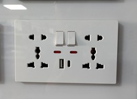 Prise murale standard britannique 13A avec double port USB Type-C, interrupteur unipolaire 1/2/3 gang, blanc, universelle 5 broches