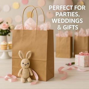 Bolsa de Papel Kraft Impresa con Flexografía Personalizada, Resistente a la Grasa, Reciclable, Ecológica, Estilo Clásico con Asa para Ropa y Regalos - Product Image 4