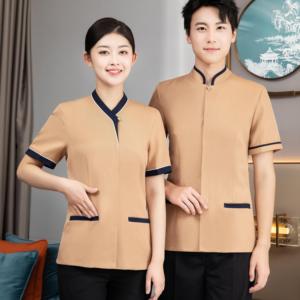 Uniforme <span class=keywords><strong>de</strong></span> Limpieza para Hotel, Color Gris, con Logotipo Personalizado al por Mayor, Uniforme Unisex para Personal <span class=keywords><strong>de</strong></span> Limpieza Doméstica - Product Image 6