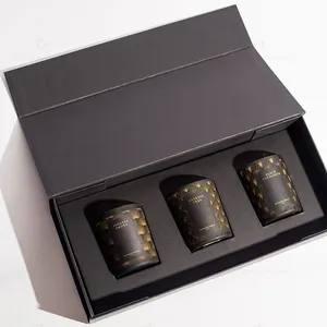 カスタムプリント黒色包装ボックス包装高級ボックスキャンドルギフトボックス