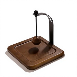 Handmade Wood Napkin Dispenser – Tabletop Napkin Holder with Curved Metal <b>Stand</b> - Product Image 2