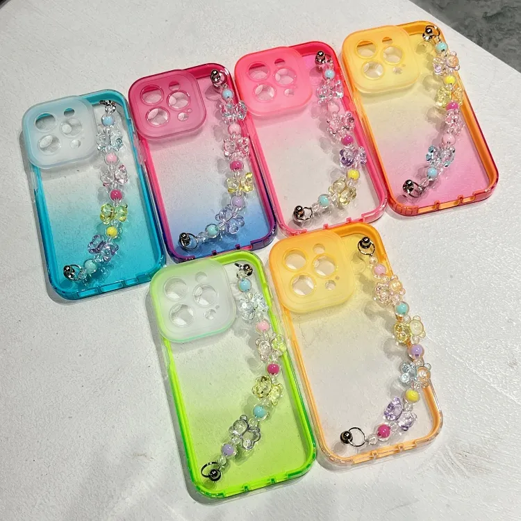 Eagle Eye 360 Two-Color Gradient + Little Bear Chain Terms Cell Phone Case for iPhone Samsung Xiaomi