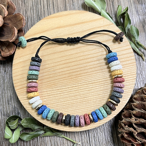 Bracelets tressés en <span class=keywords><strong>pierre</strong></span> de lave arc-en-ciel faits à la main, bijoux d'énergie des chakras de yoga <span class=keywords><strong>volcanique</strong></span>, diffuseur d'huiles essentielles, cadeau - Product Image 1