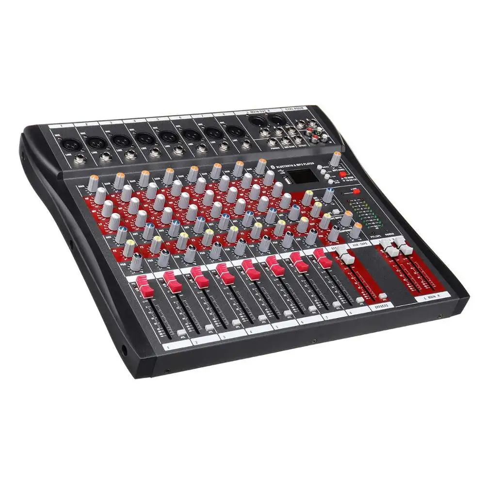 Mixer de áudio dj 8 canais, profissional com mixer de som de áudio karaokê phantom power 48v usb jack, produtos 13 b