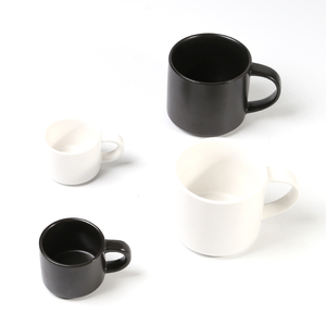 Tasse à café expresso en céramique, café en vrac, blanc et noir mat, avec logo personnalisé - Product Image 2