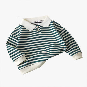 Sudadera Polo para Niños, Primavera-Otoño, Nuevo Estilo, Manga Larga, Cuello Solapa, Rayas, Sudadera para Bebé, Personalizable, Venta al Por Mayor - Product Image 4