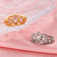 Zircon Raiponce Couronne Anneaux Plaqué Or Princesse Mariage Geek Bijoux Ouverture Réglable Haut de Gamme Princesse Anneau