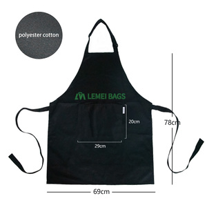 Custom Logo Printing <strong>Black</strong> Promotional Waterproof Polyester Kitchen Cooking Chef <strong>Apron</strong> With Pockets - Product Image 2