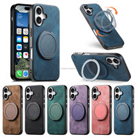 Étui de téléphone en cuir pour iPhone 16 15 14 Pro Max Plus avec support magnétique électro-plaqué antichoc