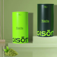 Conteneur de feuilles de thé en vrac en étain antique haut de gamme de luxe 1 oz 30 grammes de boîtes de thé vert Matcha pour sachets de thé