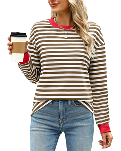 Sudadera Retro a Rayas de Manga Larga para Mujer, Estilo Hip Hop, Informal, Holgada, Suave, Cómoda, Preppy, Impermeable, para Otoño y Verano, Estilo Y2K - Product Image 2