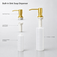 Distributeur de savon doré 500 ml rechargeable pour salle de bain d'hôtel, douche et lavabo