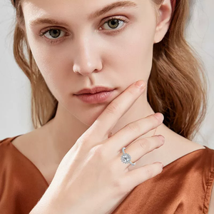 Anillos de Diamantes de 1 Quilate con Corte de Girasol, Chapados en Oro Blanco, Plata de Ley S925, Unisex, de la Marca Simple Fashion CD, No se Deslustran - Product Image 5