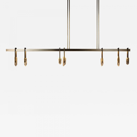 Lustre linéaire de luxe italien moderne et minimaliste en cristal de quartz et laiton avec LED pour table à manger, îlot de cuisine, villa