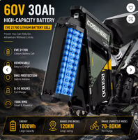 Coswheel 7000W Vélo 60V 30Ah Moto tout-terrain pour adultes 7000W Moteur sans balais à couple élevé 75 km/h Longue portée