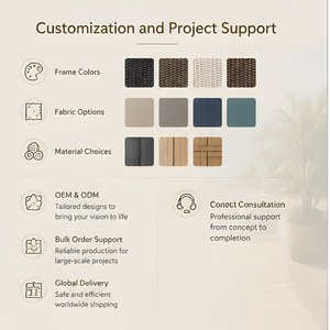 Ensemble de table et de chaises en rotin pour patio, ensemble moderne d'extérieur avec personnalisation - Product Image 6