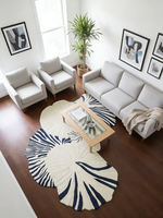 Tapis sur mesure de luxe, forme de feuille irrégulière, tapis en laine tufté à la main, tapis de salon, grand format