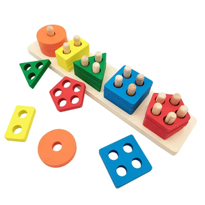 Nuevos juguetes de madera para niños y niñas de 1 a 3 años, clasificador de formas y apilables para el reconocimiento de colores, juguetes de madera para el aprendizaje de rompecabezas. - Product Image 6