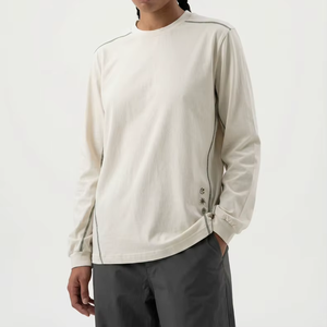 Camiseta de Manga Corta de Algodón Sólido con Estampado Personalizado, Diseño de Costuras en Contraste de Color, Secado Rápido, Informal, Deportiva, para Exteriores - Product Image 5