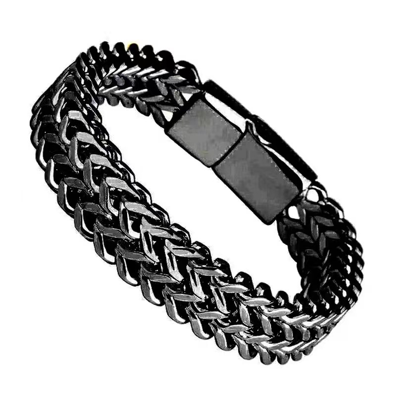 Wholesale Double Layer Chain Men's Bracelets Stainless Steel