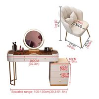 Table de maquillage moderne en bois, multifonctionnelle, avec miroir éclairé et chaise, pour la chambre à coucher, les magasins de beauté