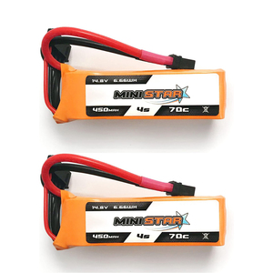 450mAh 4S Lipo <b>Battery</b> 70C 14.8V with XT30U Plug for RC <b>Drone</b> FPV Airplane Heli (2pcs) - Product Image 1