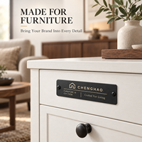Plaque de mobilier en aluminium noir mat gravée avec logo personnalisé, plaque signalétique métallique pour commode et armoire, identification de marque