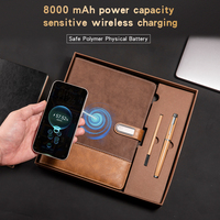 Fabricant vente directe prix de gros cahier d'agenda personnalisé avec 8000 mAh banque d'alimentation adn clé usb