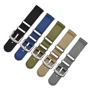 Premium Polished Ballistic Woven 2 Rings Two Piece Seatbelt Black Grey Green Nylon Watch Strap Quick Release
