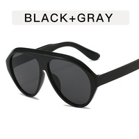 Rétro grand cadre femmes lunettes de soleil circulaires pilote noir rond dégradé Cool hommes lunettes de soleil une pièce Designer lunettes de soleil (KSG169)