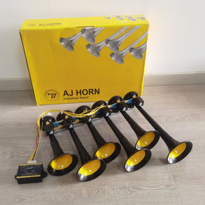 แตรลมรถยนต์ 6 ท่อ 36 เสียง แตรลมไฟฟ้าสำหรับรถบรรทุก แตรลมโลหะพร้อมปุ่มกด ไม่มีแบตเตอรี่ - Product Image 3