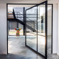 Porte pivotante en verre avec cadre en acier moderne et minimaliste EPOLYS pour l'intérieur des villas - Insonorisée et écoénergétique, garantie 5 ans