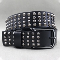 Ceintures en cuir pour hommes, ceinture authentique pour jeans, ceinture cloutée style punk rock avec pointes coniques, accessoire de taille pour le quotidien et le streetwear